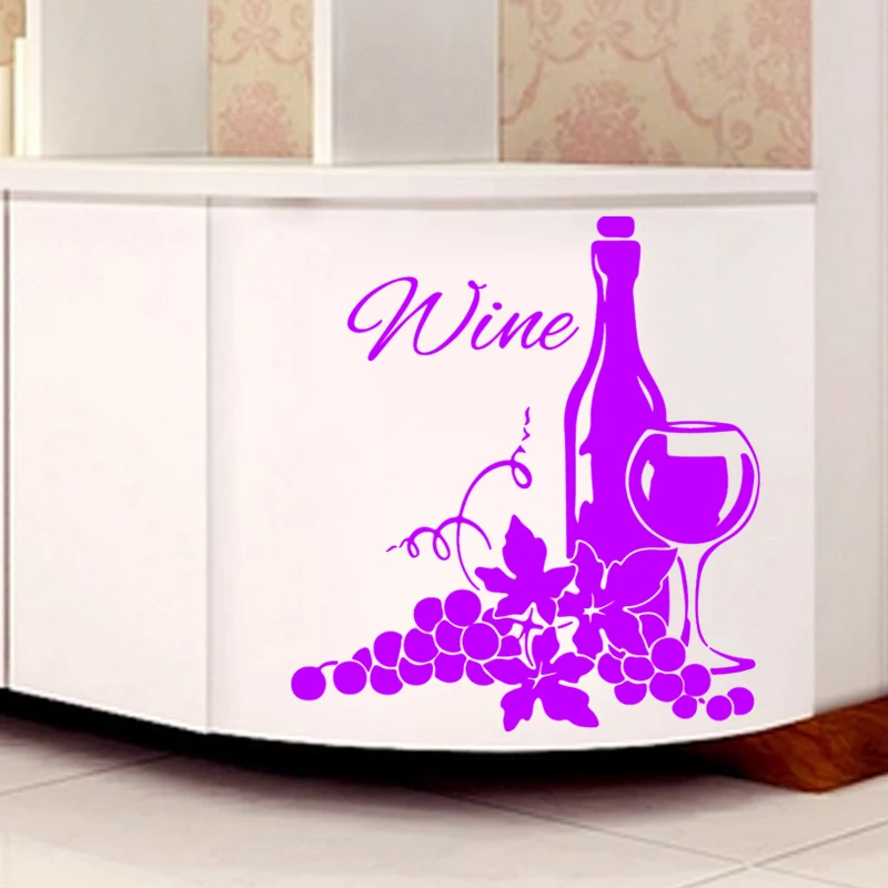 Grapes And Wine Bottle Wall Stickers Creative Wall Decals Removable