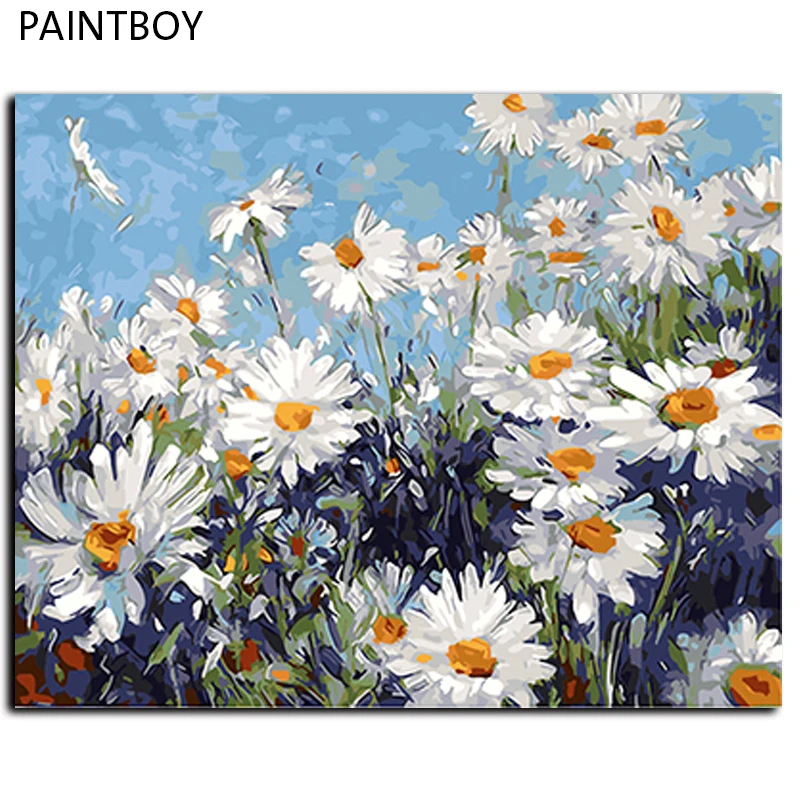 

Oil Painting Framed Flower Painting By Numbers DIY Canvas Oil Painting Home Decoration For Living Room 40*50cm GX4227