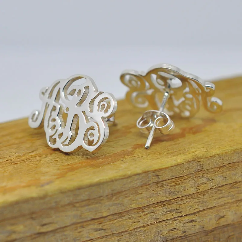 Personalized Initial Earring Monogram 925 Sterling Silver Custom 3 Personalized Initial Earring Monogram 925 Sterling Silver Custom 3 Letters Stud Earrings Monogrammed Jewelry Christmas Gift In From