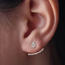 Высокое качество стерлингового серебра 925 3 цвета двухсторонний pave cz ушные манжеты серьги серебряные серьги