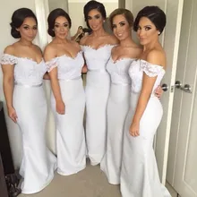 Sweetheart Long Mermaid Bridesmaid Dress 2017 Lace Appliques Satin Bridesmaids Gown vestido de festa Discount