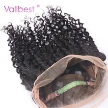 Vallbest Water Wave 360 Lace Frontal 100% Human Hair Closure Non Remy Hair Baby Natural Hair Line Free Part Can Be Dyed 1B Color