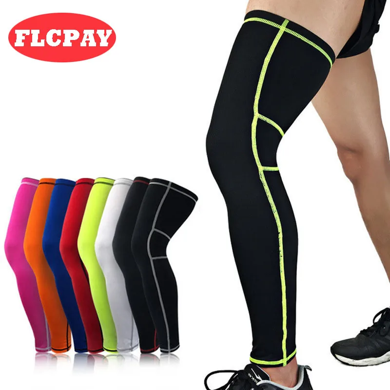 1pcs Men Sports Basketball Leg Sleeve Silicone Antiskid Long Knee Pad