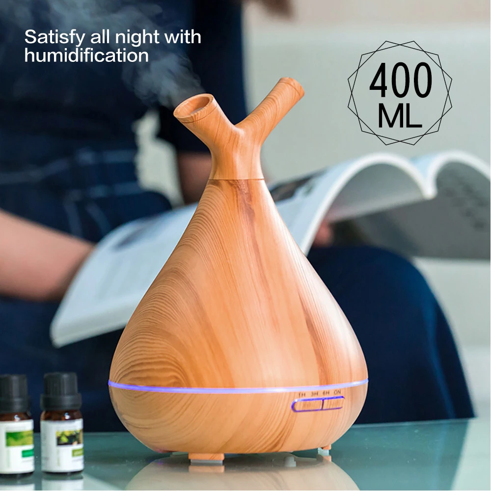 

Air Humidifier Aroma Essential Oil Diffuser 400ml Home Ultrasonic Mist Maker Fogger Humidifier Wooden Aromatherapy Diffuser