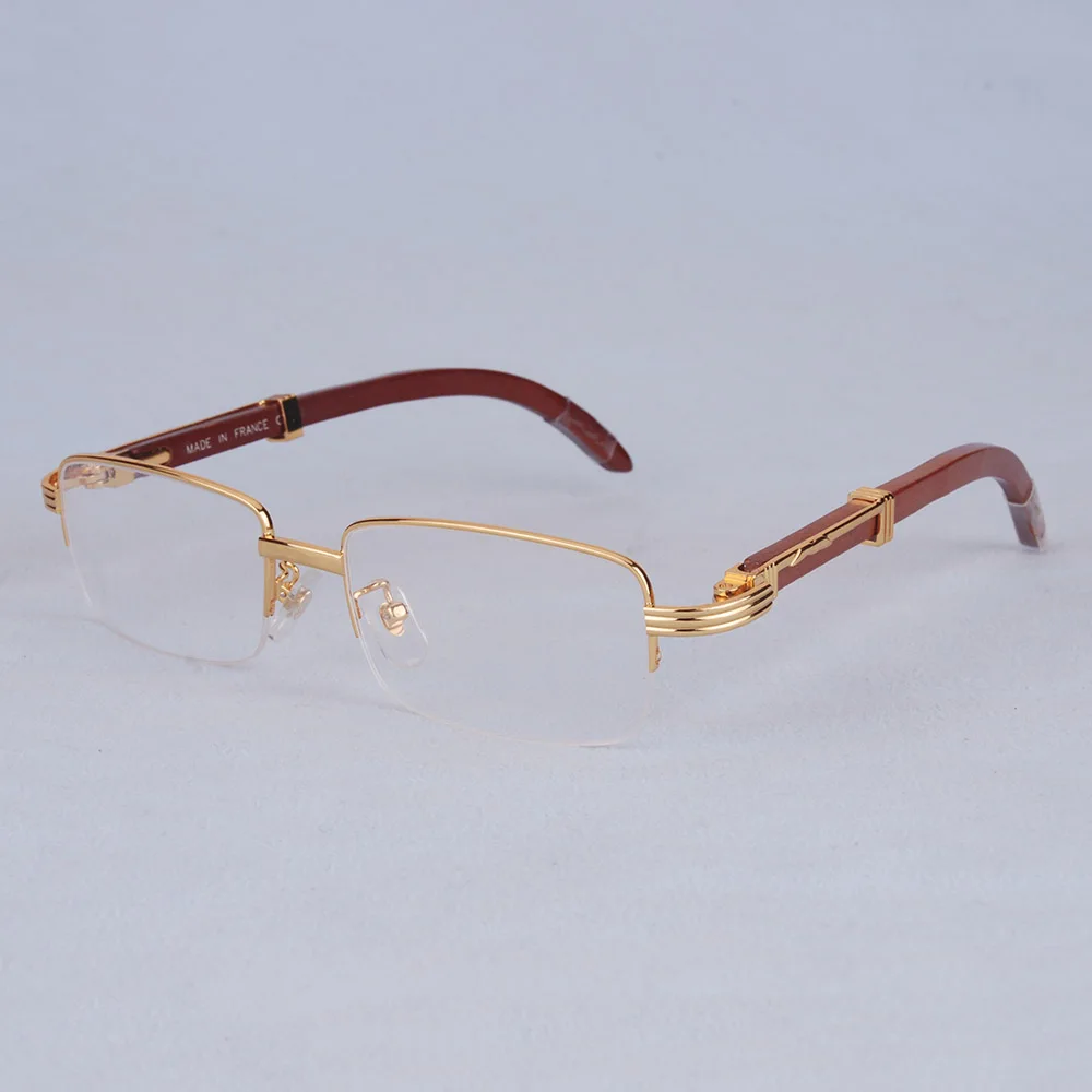 

Vazrobe Prescription Glasses Men Wooden Leg Man Brand Spring Hinge Spectacles Clear Lens Half Rim 1.56 1.61 1.67 Progressive