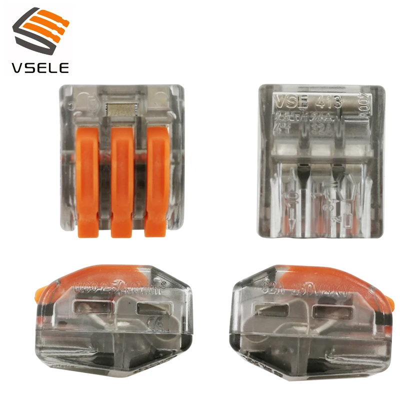 VSELE 40 шт./лот VSE-412 413 415 провод разъема Тип штепсельной вилки весенний зажимной мини 222-412 413 415 компактный соединитель клеммный блок