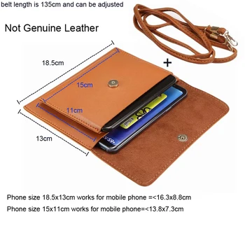 

PU Shoulder Belt Mobile Phone Case Dual Pouch For Huawei Y7 Prime (2018),Y6 (2018),Mate RS Porsche Design,Honor 7C,Enjoy 8,