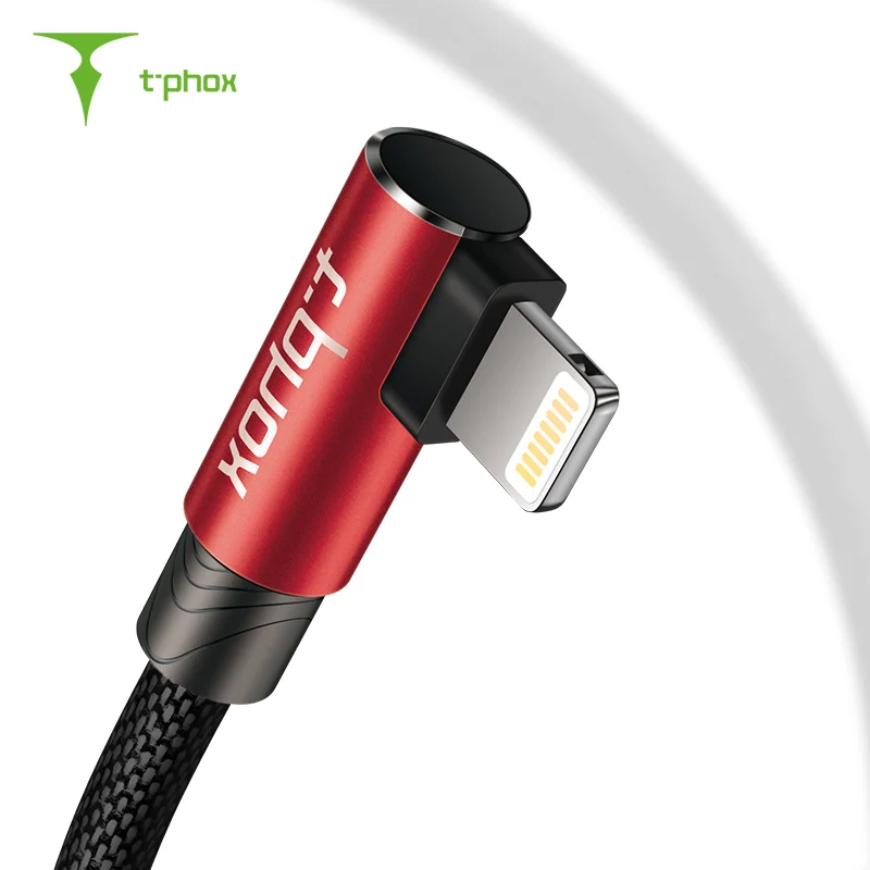 

T-phox 90 Degree USB Cable for iPhone XS Max XR X 8 7 6 6s 5 5S Fast Charging Charger Data Cord Adapter Mobile Phone Cable