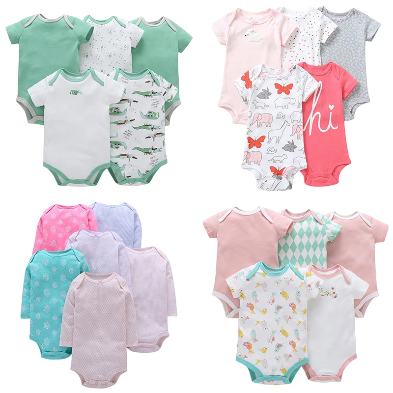 

5 Packs Baby Bodysuits Toddler Infant Jumpsuits Summer Cotton Short Sleeve Boy Girls Baby Clothing Set Cartoon Outerwear