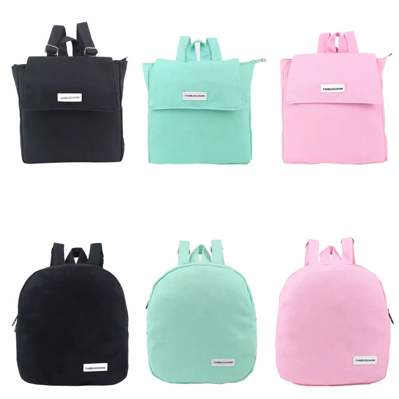 Japanese Style Women Backpack Canvas Solid School Bag School Backpacks