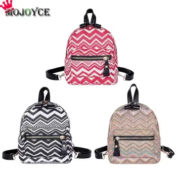 

Ethnic Weaving Backpack Women Travel School Knitting Knapsack Fashion Small Backpack Female