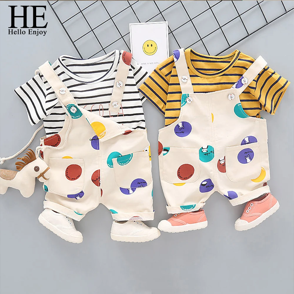 

HE Hello Enjoy Summer Newborn Baby Boys And Girls Clothes Sets Fashion Suit T-shirt+Pants Baby Girls Sports Suit Clothing Sets