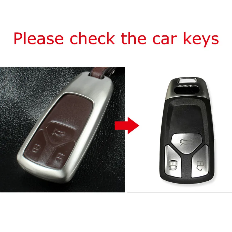 Чехол для автомобильного ключа из цинкового сплава/кожи 3 кнопки Audi A4L Q7 smart Key cover