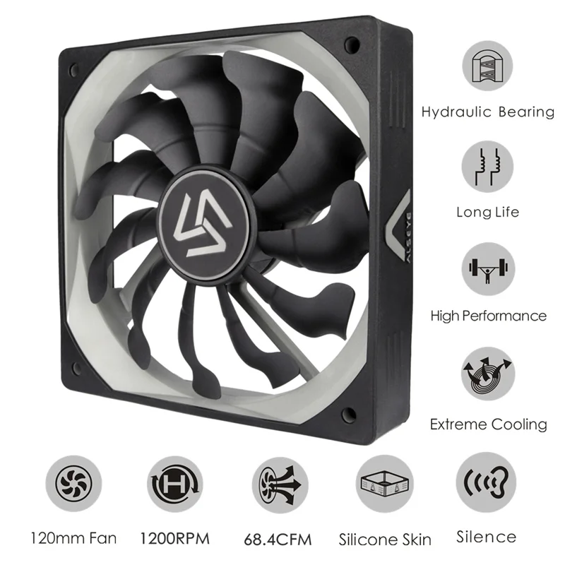 Alseye Cooler Peças 12 v Fan 120mm 1200 Rpm Silenciosa Refrigerador pc 3 3pin - Imagem 2