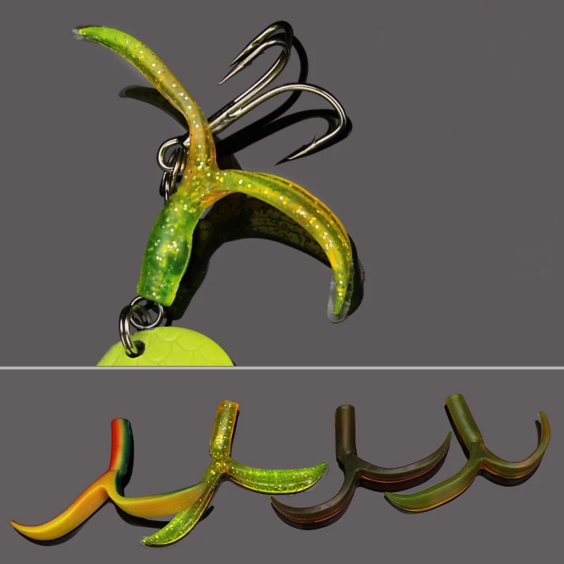 10Pcs/Bag Soft Fish Tails for Lures Spoons Bass Fishing Hook Weed Guard