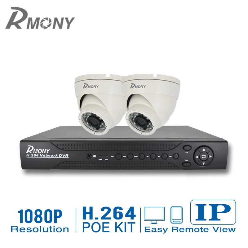 New 2CH real 48V POE NVR Onvif 1080P Full HD HDMI 48V 2MP POE IP Camera IEEE802.3af CCTV P2P cloud Surveillance CCTV Camera Kit