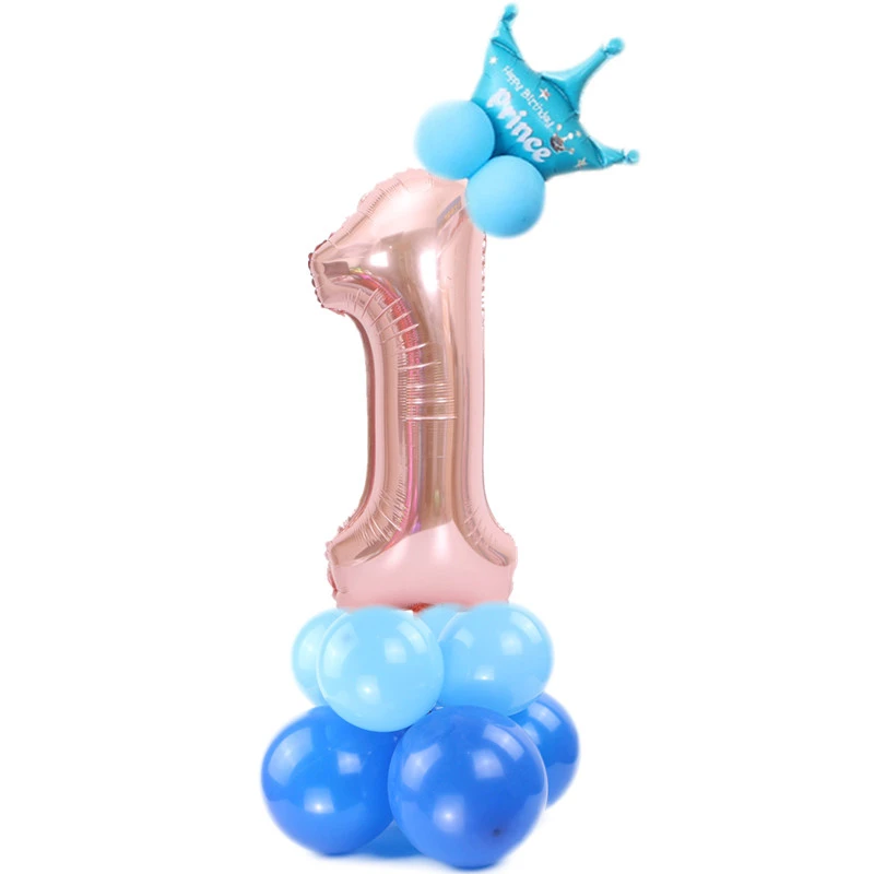 С днем рождения воздушные шарики принцессы Свадебная вечеринка Фольга воздушные шары к дню рождения для мальчиков и девочек, для детей 0, 1 2 3 4 5 6 7 8 9 Шарики ко дню рождения - Цвет: Blue 1