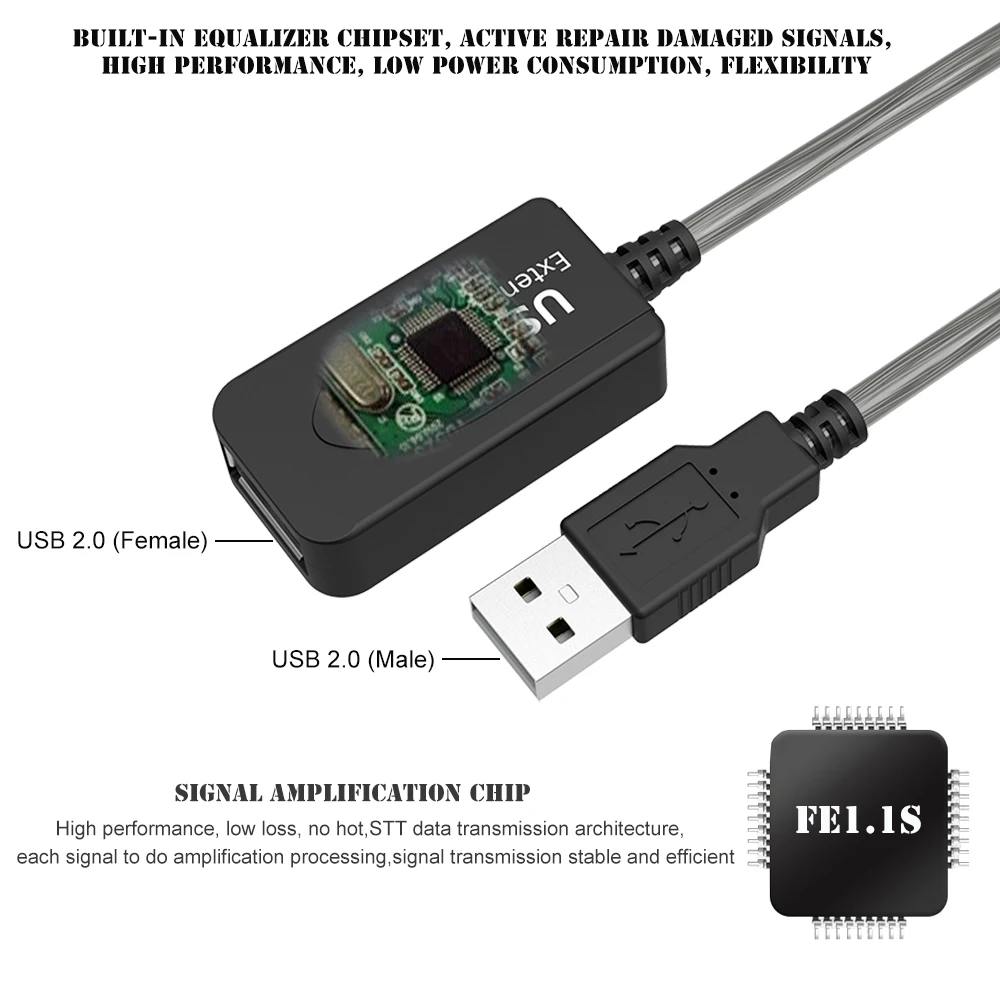 5/10/15/20 M USB 2 0 Удлинительный кабель одиночный/двойной сигнал усиления подключается