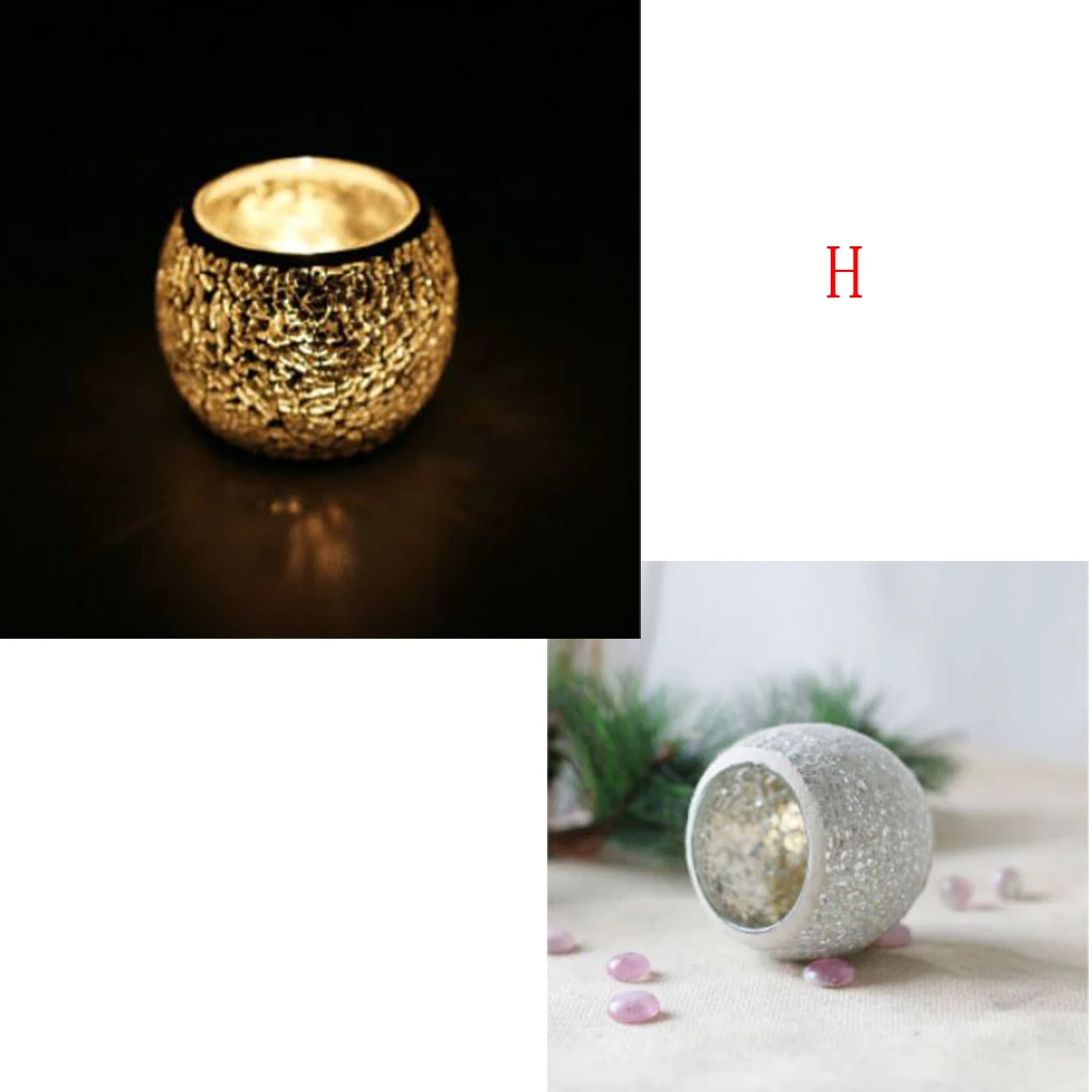 Handmade Mosaic Stained Glass Candle Holder Tea Light Succulent Planter Small Plant Flower Pot
