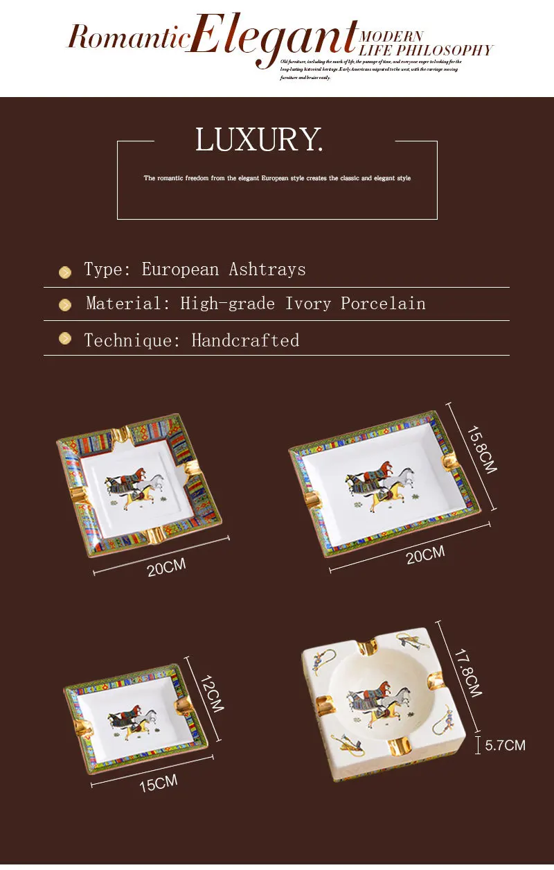 Европейская роскошная пепельница для сигар, дыма, фарфора цвета слоновой кости, переносная пепельница, напольный стол, офисные, настольные украшения, подарок ручной работы