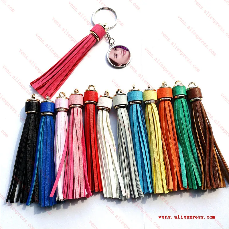 

sublimation long leather tassels key chainshigh quality key ring accessories hot transfer printing blank consumables 20pcs/lot