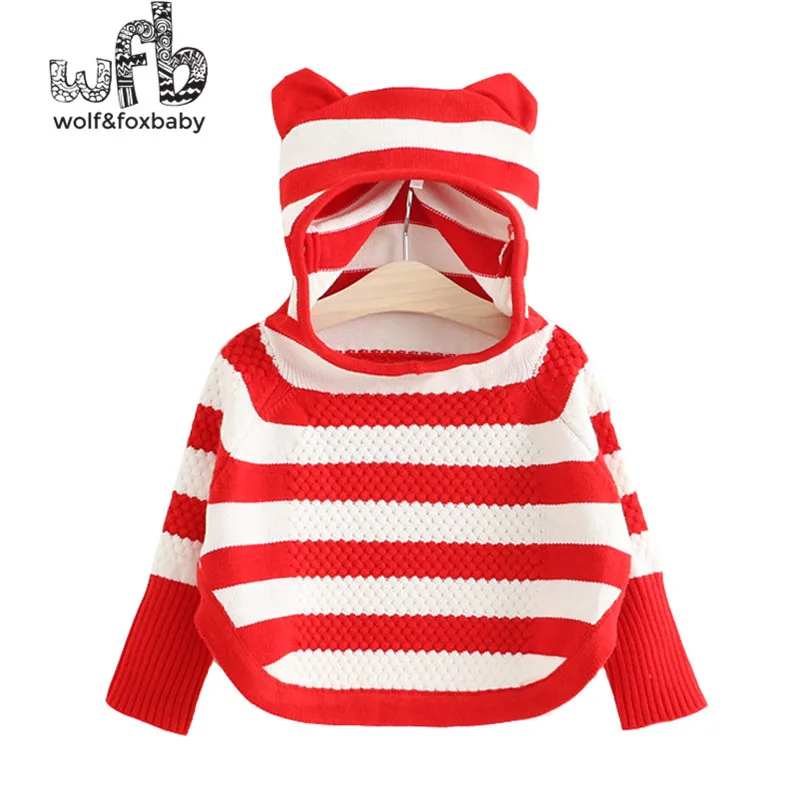 Розничная, вязаные свитера для детей от 3 до 10 лет детская одежда в полоску с рисунком Одежда для младенцев на весну и осень - Цвет: Красный