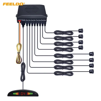 

FEELDO 1Set Auto 8-sensor Reversing Parking Aid Radar Backup Parking Sensor With LED Display Monitor Kit#CT-2655