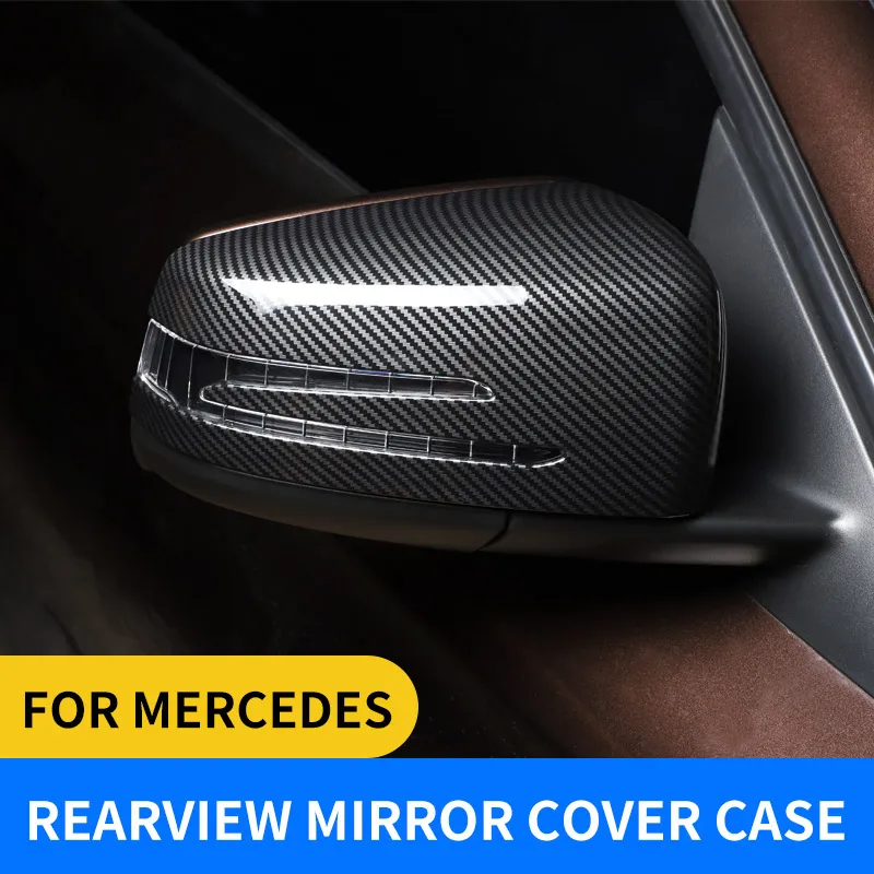 

For Mercedes A Class B Class C Class E Class GLC GLA CLA GLK ABS Plastic Carbon Fiber Pattern Rearview Mirror Cover Case Sticker