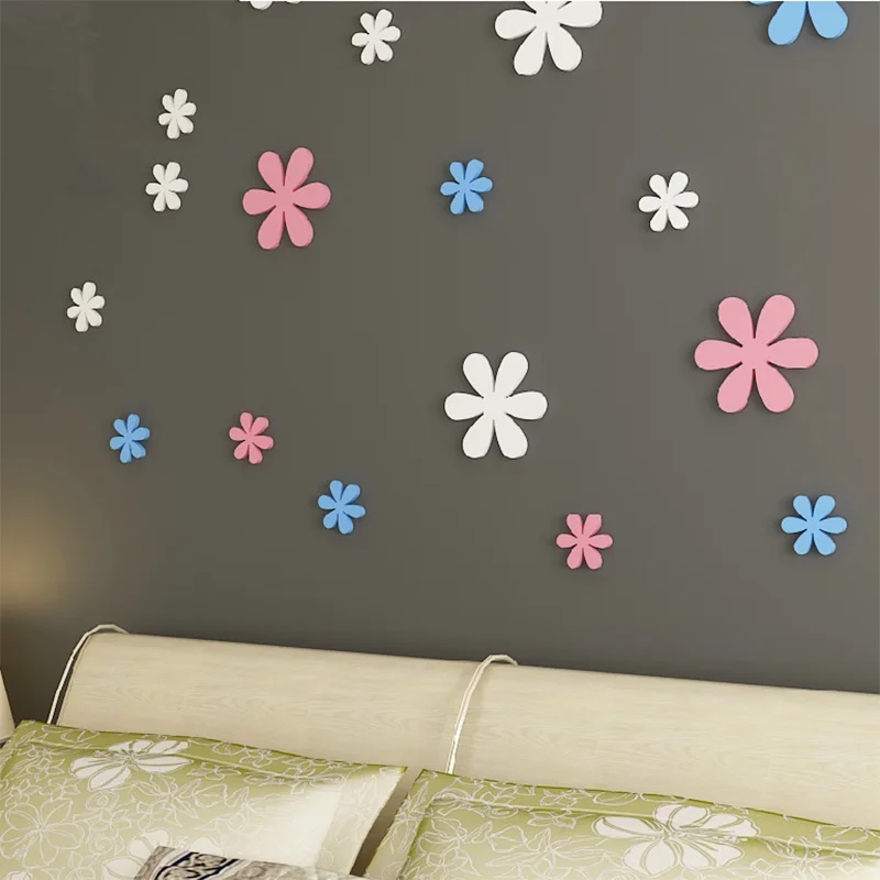 خشبية diy الجدار ملصق ديكور المنزل 3d ملصق الحائط 3 قطعة/المجموعة زهرة vinilos باريديس الأزياء المعيشة غرفة نوم الأطفال