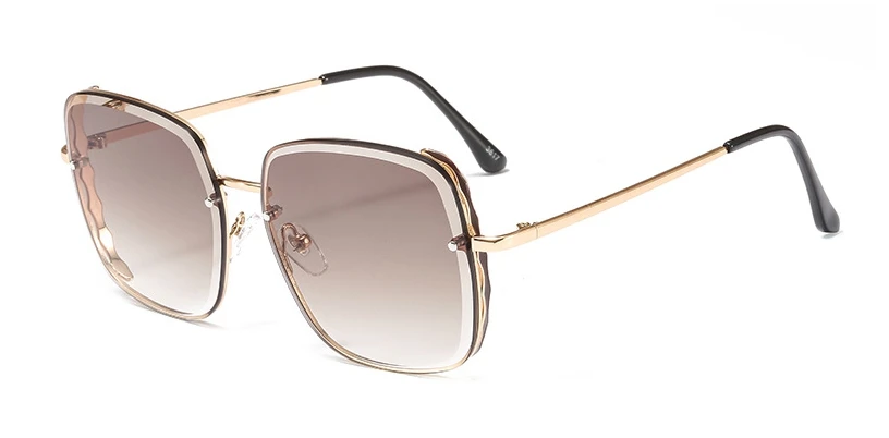 Солнцезащитные очки с квадратными заклепками в стиле ретро для мужчин и женщин модные очки UV400 Винтажные Очки 47252 - Цвет линз: C3 gold tea