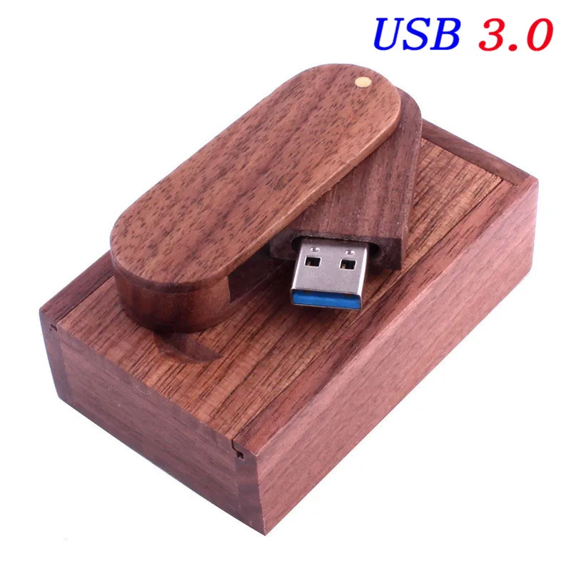 JASTER USB 3,0 с логотипом на заказ вращающийся деревянный usb+ коробка USB флэш-накопитель 8 Гб 16 г 32 Гб карта памяти фотография свадебный подарок - Цвет: walnut