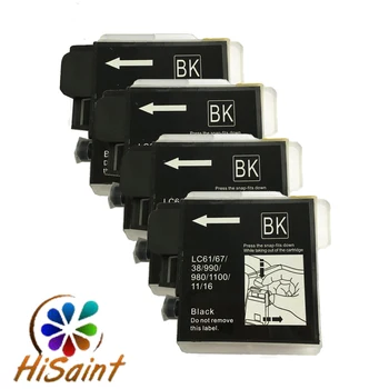 

Hisaint 4BK for Brother LC61 LC67 LC38 LC990 LC980 LC1100 LC11 LC16 Inkjet Cartridge for DCP- j140w / 145c / 165C