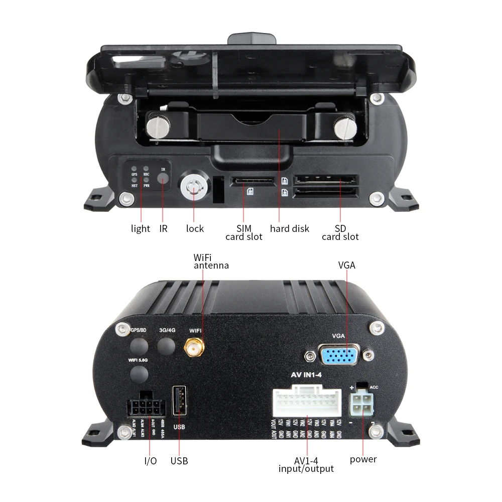  4 piezas AHD 2.0MP cámaras 4 canal WiFi HDD MDVR carretilla elevadora G-sensor/O alarma de visualiz