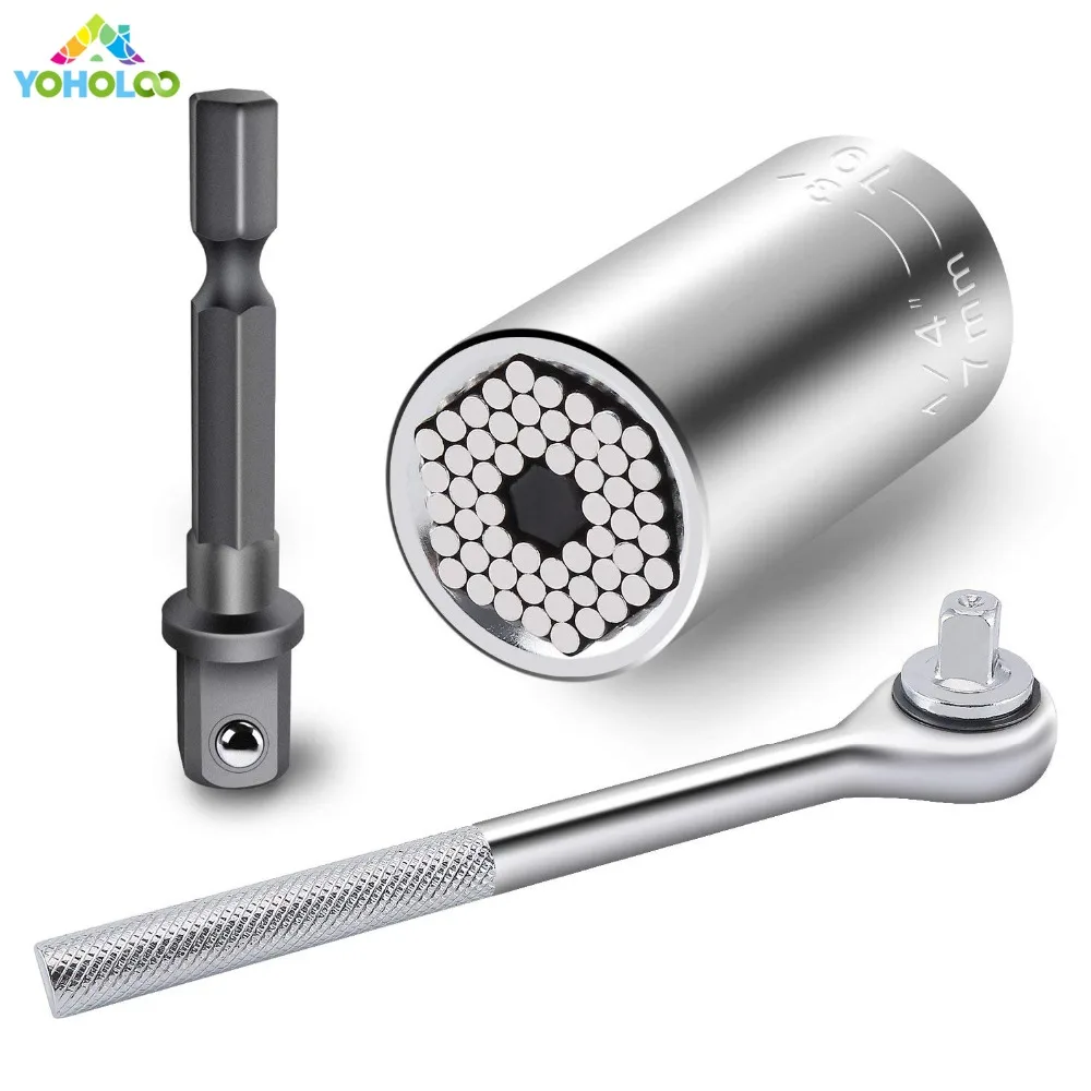 

Gator Grip Universal Socket Set Torque Wrench Head Socket Sleeve 7-19mm Power Drill Magic Grip Multi Hand Tools Set for men