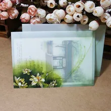 10 шт./лот 12,5X17,5 см без 3/B6 китайский Стиль Винтаж зеленый цветок лотоса пергамент Бумага конверты Craft подарок конверты