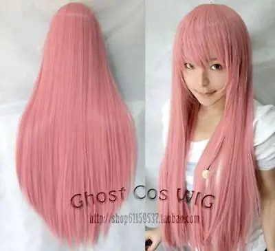 FREE SHIP&gt&gt&gtVocaloid New Long ruka Cosplay smoke Pink Wig 80CM |
