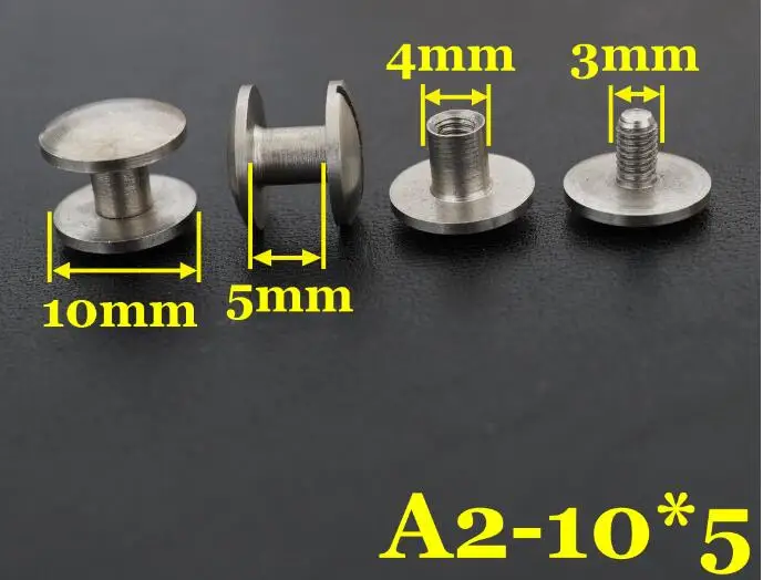 Кожаный ремень винт жнец кошелек сумка винт из нержавеющей стали ремень заклепки diy ручной работы кожаный крепеж часть - Цвет: A2 10X5MM