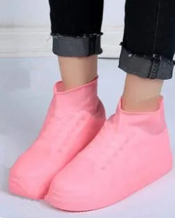 Многоразовые дождевые зимние сапоги, бахилы, Водонепроницаемые дождевые носки, силиконовая резиновая обувь для мужчин, женщин, детей, защита для улицы - Цвет: short pink
