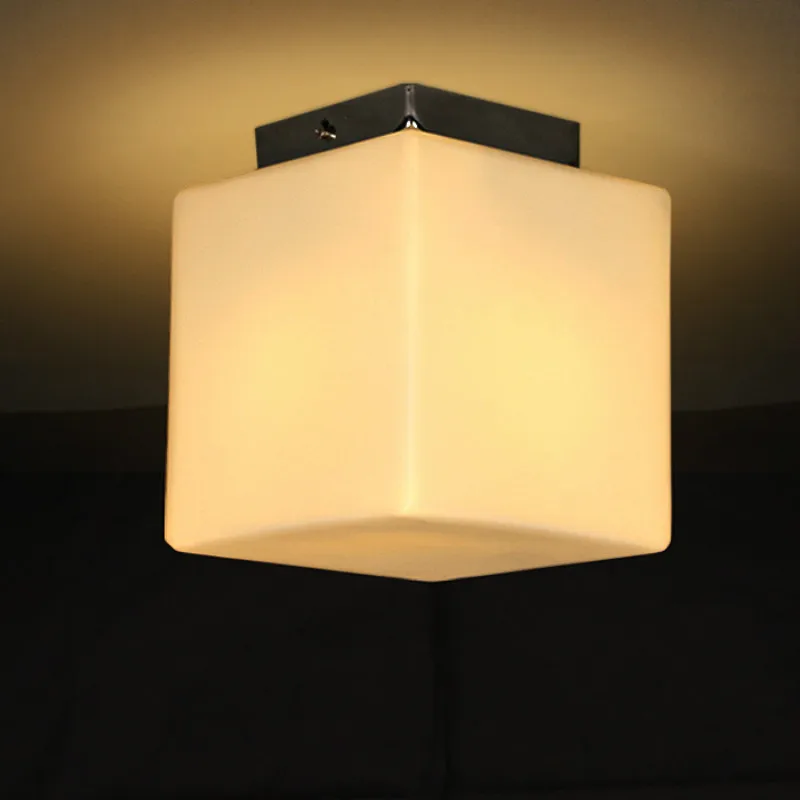 Modern Simple White Glass Ice Cube Led E27 Ceiling Light For