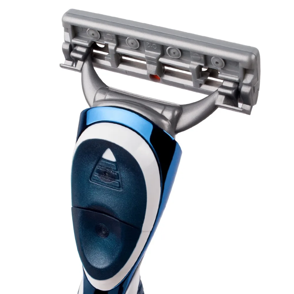 QShave Galaxy Blue Мужская Ручная бритва лезвие заправка оранжевый цвет X3 лезвие Y, 4 картриджа(только лезвия без ручки