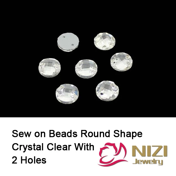 10PCS 7X10MM Claro Cristal AB Oval 2 Agujero Plata Flatback Coser Gemas