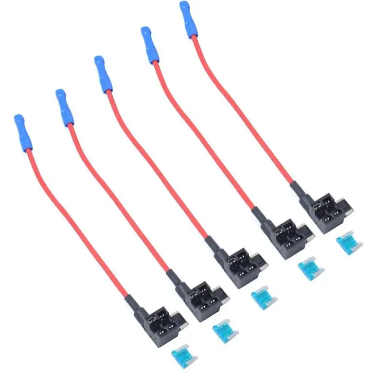 5 Pack Mini Size Auto Car Addacircuit Fuse Holders Tap Adapter With