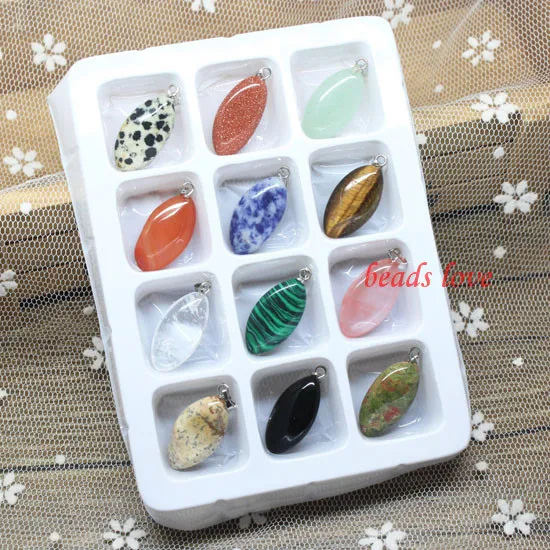 WHOLESALE 12pcs Mix Multi style Natural Stone Charms Finding Pendants