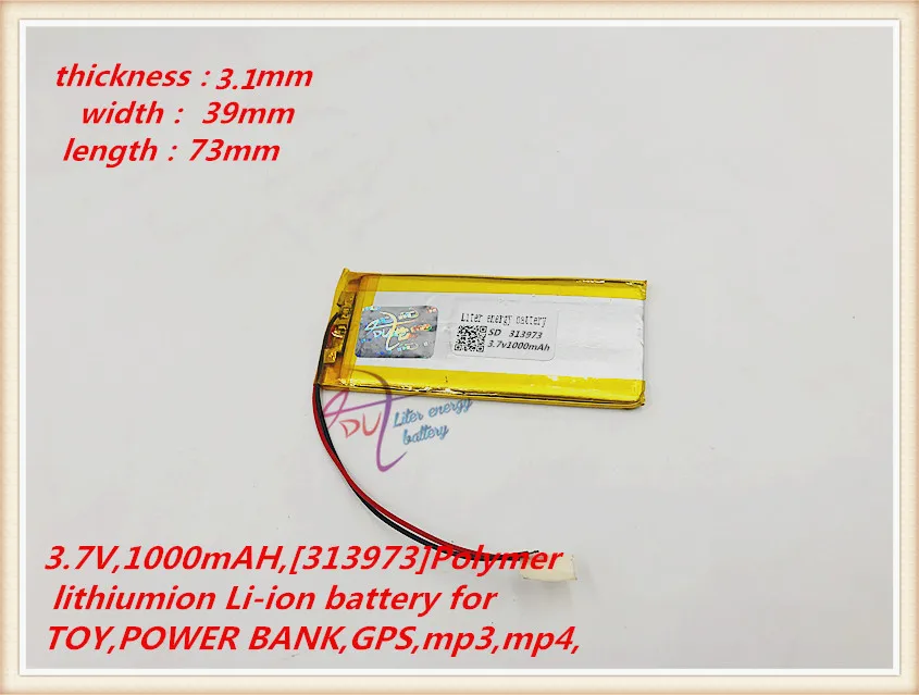 3,7 V 1000 mAh 313973 литий-полимерный литий-po Li ion Перезаряжаемые Батарея ячейки для Mp3 MP4 MP5 gps Мобильный bluetooth