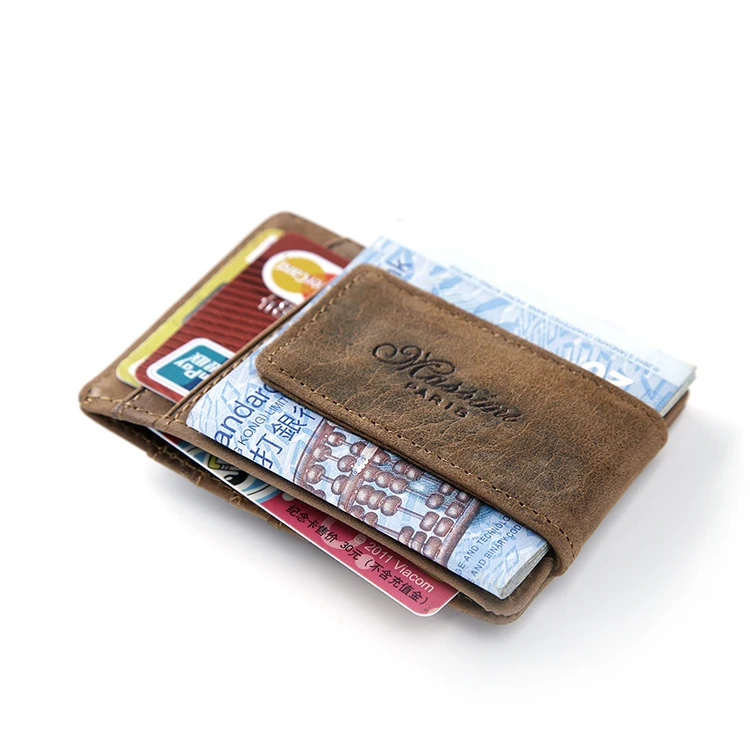 Teemzone Free Shipping Men Genuine Leather Wallet Business Casual Teemzone Free Shipping Men Genuine Leather Wallet Business Casual Credit Card Id Holder Strong Magnet Money Clip 2 Colors K308 In Holders From