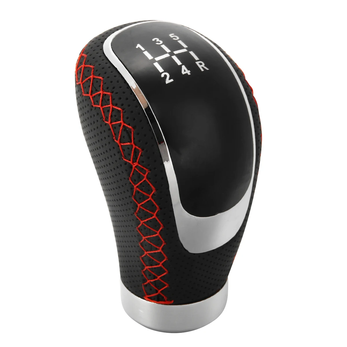 5 6 Speed Genuine PU Leather Gearshift Universal Replacement Manual Car Gear Stick Shift Knob Set 96x50mm