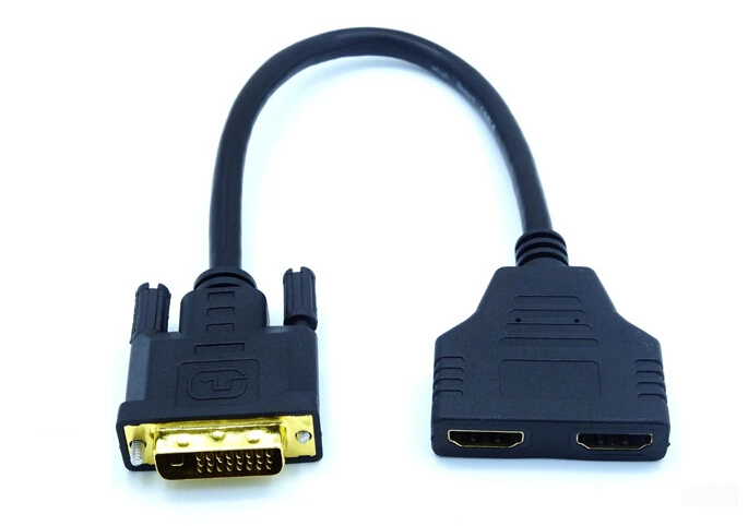 50 шт. позолоченный DVI на двойной hdmi 24 + 1 цифровой кабель женский y сплиттер аудио