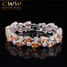 CWWZircons классический Мой Мона Лиза циркония ювелирные изделия из белого золота цвет красный черный фиолетовый большой CZ Роскошный браслет для женщин CB125