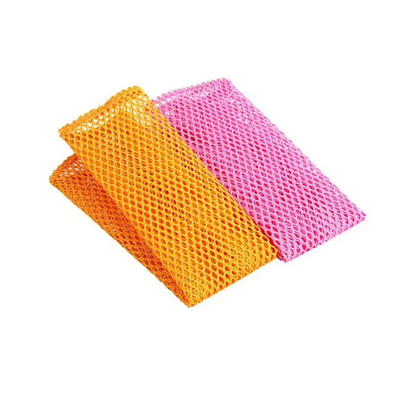 

2PCS Innovative Dish Washing Net Cloths Rapid Dry Scourer Inodore Mesh Washing Cloths Kitchen Cleaning Cloths - Yellow+Pink