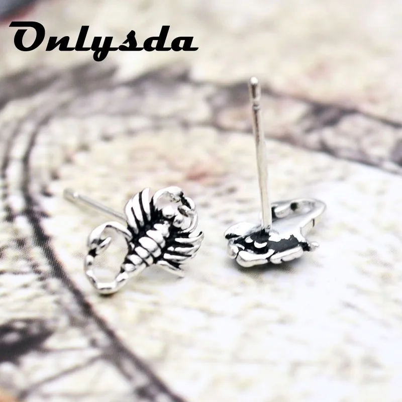 ONLYSDA новые модные панк S925silver 3D необычные животные Скорпион серьги гвоздики для